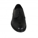 Scarpa derby stringata da uomo in pelle nera con puntale ed elastici - Misure disponibili: 37, 38, 48, 49, 50