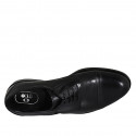 Elegante zapato derby para hombre en piel negra con cordones, elasticos y puntera - Tallas disponibles:  37, 38, 48, 49, 50