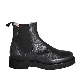 Bottines pour femmes en cuir noir avec élastiques et talon 3 - Pointures disponibles:  43, 45