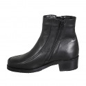 Botines para mujer con cremalleras en piel negra tacon 4 - Tallas disponibles:  33, 34, 43, 44, 46