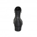 Woman's ankle boot with zippers in black leather heel 4 - Available sizes:  33, 34, 43, 44, 46