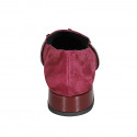 Mocassin à bout carré avec goujons pour femmes en daim et cuir verni bordeaux talon 3 - Pointures disponibles:  33, 35, 42, 43, 44, 45