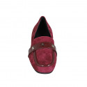 Mocassino con punta squadrata da donna in camoscio e vernice bordeaux con borchie tacco 3 - Misure disponibili: 33, 35, 42, 43, 44, 45