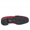 Woman's loafer with squared tip and studs in maroon suede and patent leather heel 3 - Available sizes:  33, 35, 42, 43, 44, 45