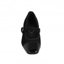 Woman's Mary Jane in black suede and patent leather with elastic strap heel 4 - Available sizes:  32, 35, 45