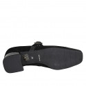 Mary Jane da donna in camoscio e vernice nera con cinturino elasticizzato tacco 4 - Misure disponibili: 32, 35, 45