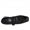 Woman's Mary Jane in black suede and patent leather with elastic strap heel 4 - Available sizes:  32, 35, 45