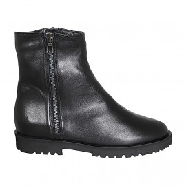 Stivaletto da donna con cerniere in pelle nera tacco 3 - Misure disponibili: 32, 42, 43