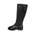 Bota para mujer en piel negra con cremallera tacon 3 - Tallas disponibles:  32, 35, 42, 43