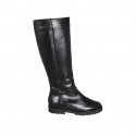 Bota para mujer en piel negra con cremallera tacon 3 - Tallas disponibles:  32, 35, 42, 43