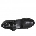 Decolté da donna con cinturino e plantare estraibile in pelle nera zeppa 6 - Misure disponibili: 42, 43, 44