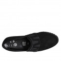 Scarpa accollata da donna con elastici e plantare estraibile in camoscio nero zeppa 6 - Misure disponibili: 42, 43