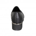 Woman's mocassin with elastic bands, captoe and removable insole in black leather wedge heel 4 - Available sizes:  42, 43