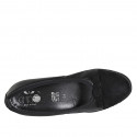 Decolté da donna con plantare estraibile, fiocco e puntale in pelle e camoscio nero tacco 3 - Misure disponibili: 33, 42