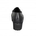 Woman's highfronted shoe with elastics, chain and removable insole in black leather heel 5 - Available sizes:  42, 44