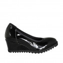 Woman's pump with removable insole in black patent leather wedge heel 5 - Available sizes:  31, 32, 43