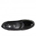 Woman's pump with removable insole in black patent leather and leather wedge heel 4 - Available sizes:  43