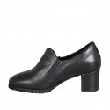 Zapato cerrado para mujer con elastico, cremallera y plantilla extraible en piel negra tacon 6 - Tallas disponibles:  43