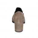 Zapato cerrado para mujer con elastico, cremallera y plantilla extraible en gamuza taupe tacon 6 - Tallas disponibles:  43, 45
