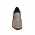 Zapato cerrado para mujer con elastico, cremallera y plantilla extraible en gamuza taupe tacon 6 - Tallas disponibles:  43, 45