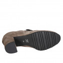 Zapato cerrado para mujer con elastico, cremallera y plantilla extraible en gamuza taupe tacon 6 - Tallas disponibles:  43, 45