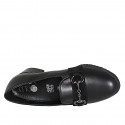 Mocassino da donna con elastici, accessorio e plantare estraibile in pelle e camoscio nero tacco 3 - Misure disponibili: 32, 42