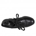 Zapato Oxford con cordones, elasticos y plantilla extraible para mujer en piel negra tacon 5 - Tallas disponibles:  31, 42, 43