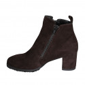 Woman's ankle boot with removable insole and zippers in brown suede heel 6 - Available sizes:  32, 43, 44, 45
