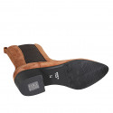 Bottines texanes hautes pour femmes en daim cognac avec élastiques talon 4 - Pointures disponibles:  32, 33, 34, 42, 43, 46, 47