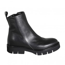 Bottines pour femmes en cuir noir avec fermeture éclair avec talon 3 - Pointures disponibles:  32, 33, 35, 45