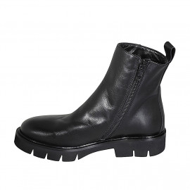 Stivaletto con cerniera da donna in pelle nera con tacco 3 - Misure disponibili: 32, 33, 35, 45 2