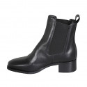 Stivaletto da donna con elastici in pelle nera con tacco 4 - Misure disponibili: 32, 42, 45