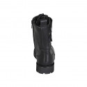Woman's laced ankle boot with zipper and velcro straps in black leather heel 3 - Available sizes:  32, 34, 35, 43, 45, 46