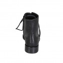 Bottines pour femmes avec lacets, fermeture éclair et bout golf en cuir noir talon 3 - Pointures disponibles:  32, 42, 44, 46