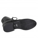 Stivaletto stringato da donna in pelle nera con cerniera e lavorazione a coda di rondine tacco 3 - Misure disponibili: 32, 42, 44, 46