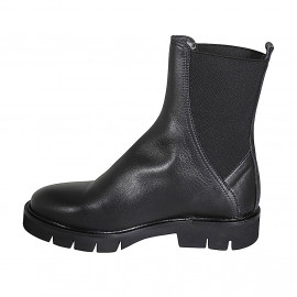 Stivaletto con elastici da donna in pelle nera tacco 3 - Misure disponibili: 33, 44, 45 2