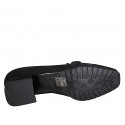 Woman's mocassin with accessory in black suede heel 4 - Available sizes:  33, 34, 42, 44, 45
