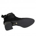 Woman's ankle boot with zipper, strap and elastic band in black suede and patent leather heel 5 - Available sizes:  32, 33, 44, 45