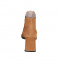 Woman's pointy ankle boot with elastic band in cognac brown suede heel 7 - Available sizes:  33, 34, 42, 43, 44, 45