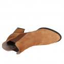 Bottines à bout pointu pour femmes avec elastique en daim cognac talon 7 - Pointures disponibles:  33, 34, 42, 43, 44, 45