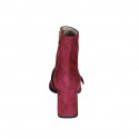 Woman's ankle boot in maroon suede with zipper and accessory heel 7 - Available sizes:  42, 43, 44