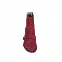 Woman's ankle boot in maroon suede with zipper and accessory heel 7 - Available sizes:  42, 43, 44