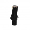 Woman's ankle boot with zipper and accessory in black suede with heel 7 - Available sizes:  32, 33, 43, 44, 45, 46