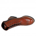 Bottines pour femmes avec lacets, fermeture éclair et bout golf en cuir cognac talon 3 - Pointures disponibles:  32, 43, 44