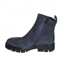 Woman's ankle boot in blue suede with zipper heel 3 - Available sizes:  32