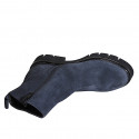 Bottines pour femmes en daim bleu avec fermerture éclair talon 3 - Pointures disponibles:  32