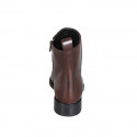 Botin para mujer en piel lisa marron con cremallera tacon 3 - Tallas disponibles:  32, 35, 44