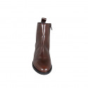 Woman's ankle boot in brown smooth leather with zipper heel 3 - Available sizes:  32, 35, 44