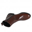 Woman's ankle boot in brown smooth leather with zipper heel 3 - Available sizes:  32, 35, 44
