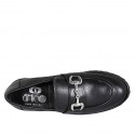Mocasin pour femmes en cuir noir avec accessoire et talon 3 - Pointures disponibles:  32, 33